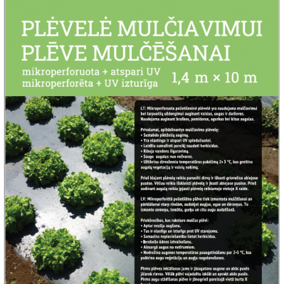Plėvelė mikroperforuota mulčiavimui + UV 1,4x10m juoda